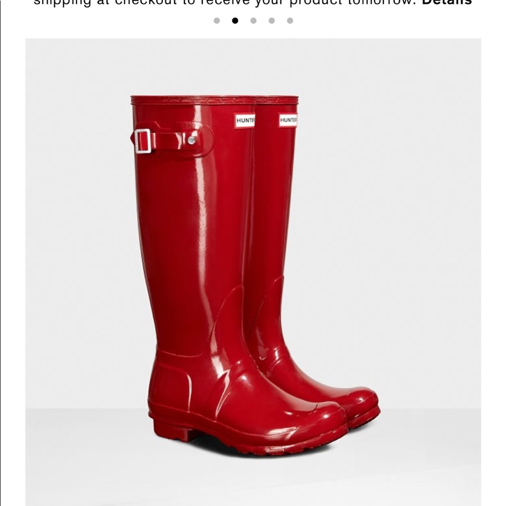 Tall Hunter Rain Boots Military Red